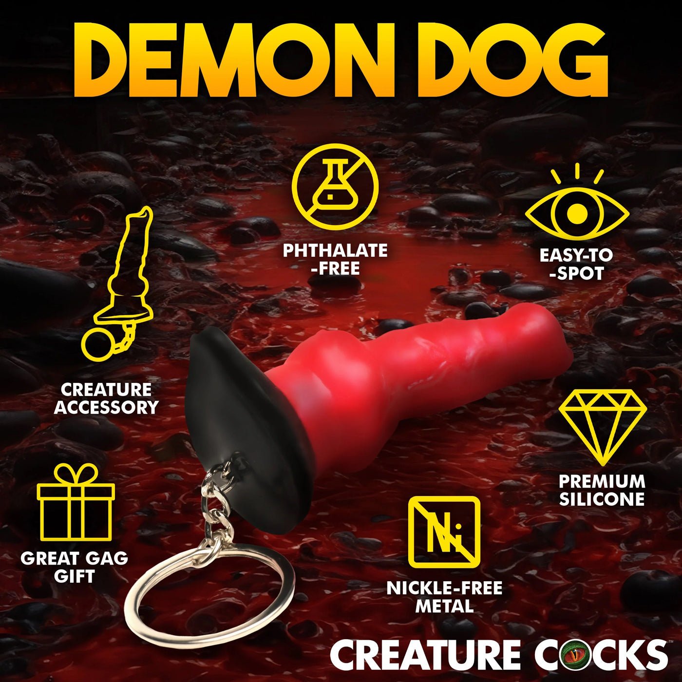 Hell Hound Keychain - Red - GreatEagleInc