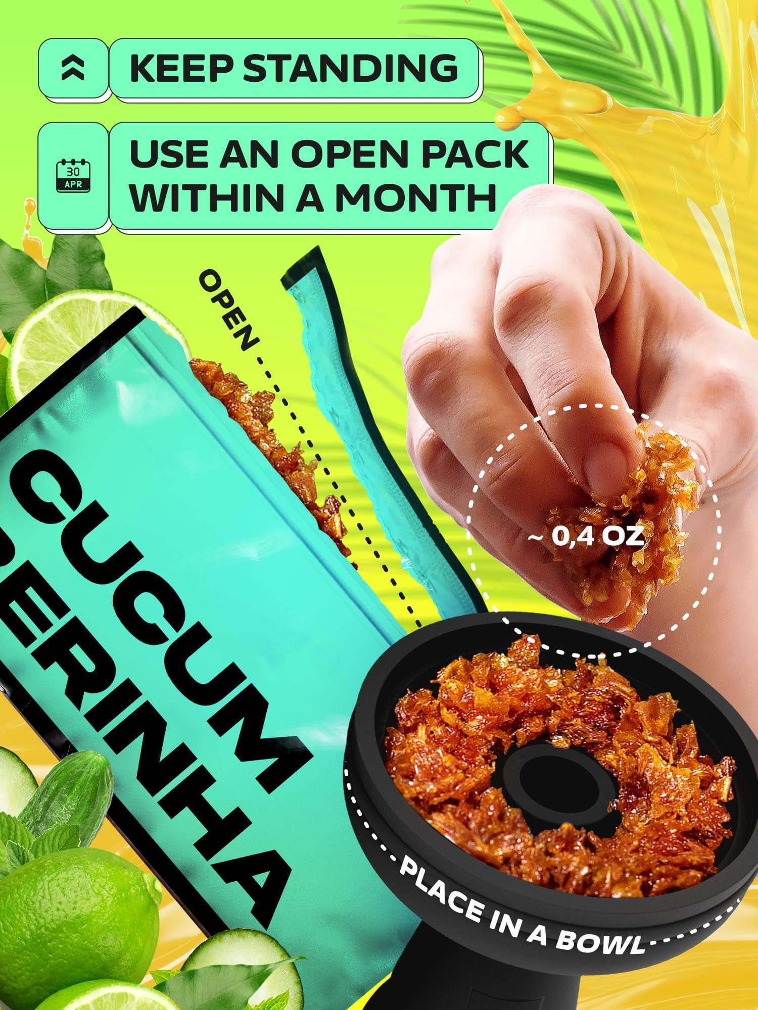 Hookah Flavors Cucumberito Hookah Flavor   Herbal   1 pouch Hookah Tobacco Free Molasses & Nicotine Free (1 Count) - GreatEagleInc