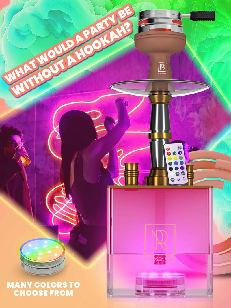 Rose Gold Hookah Set 2 Hose   YADO Square Hookah To Go with Hookah Charcoal Holder Heat Management Device and Big Rose Silicone Hookah Bowl and Bag for Shisha Portable Hookah Set with Everything