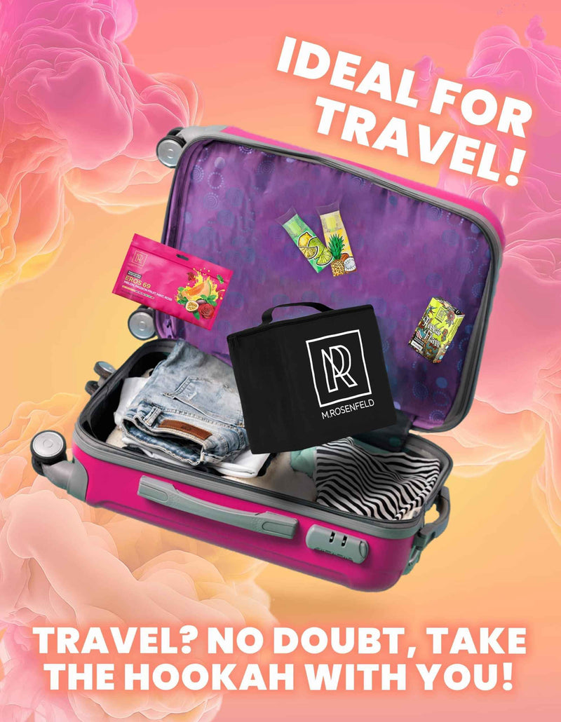 Rose Gold Hookah Set 2 Hose   YADO Square Hookah To Go with Hookah Charcoal Holder Heat Management Device and Big Rose Silicone Hookah Bowl and Bag for Shisha Portable Hookah Set with Everything