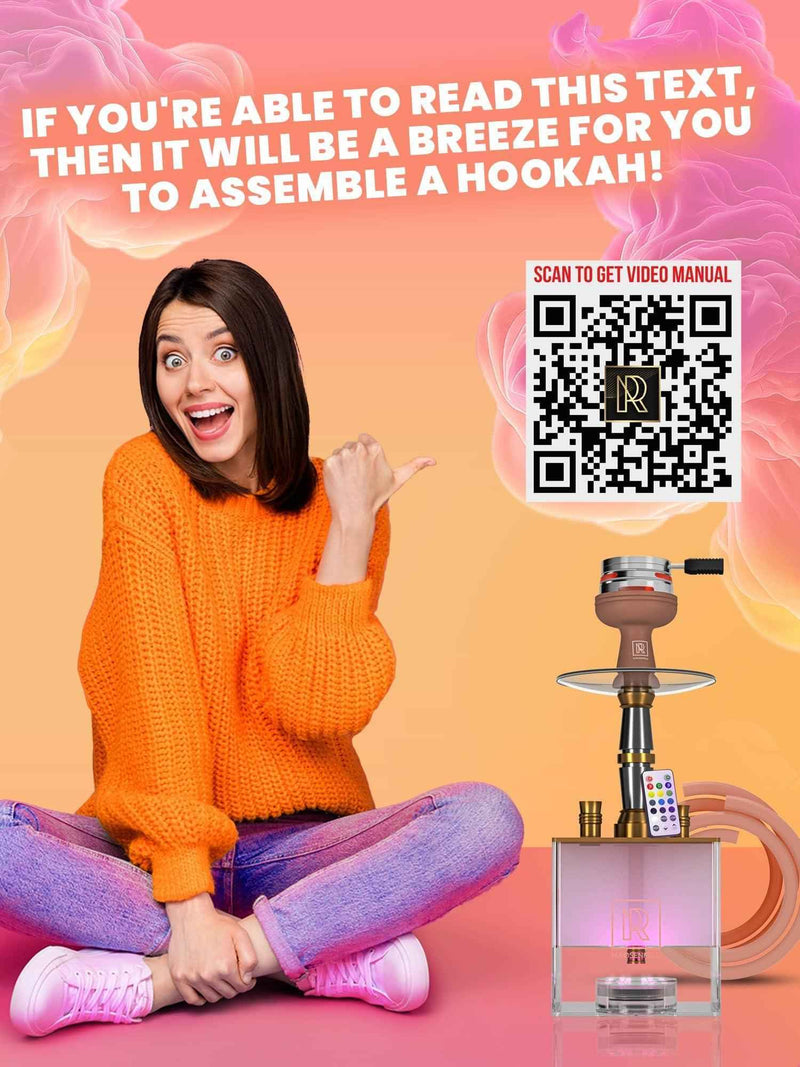 Rose Gold Hookah Set 2 Hose   YADO Square Hookah To Go with Hookah Charcoal Holder Heat Management Device and Big Rose Silicone Hookah Bowl and Bag for Shisha Portable Hookah Set with Everything