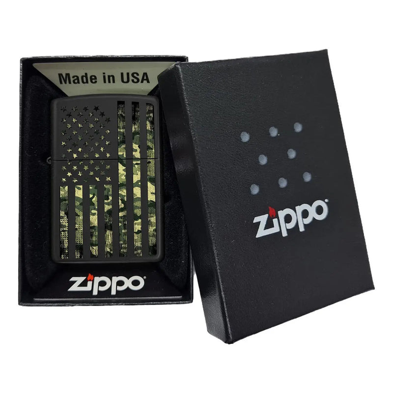 *218camoflag* Zippo 80983 Windproof Lighter Camouflage United States Flag Black Matte Zippo