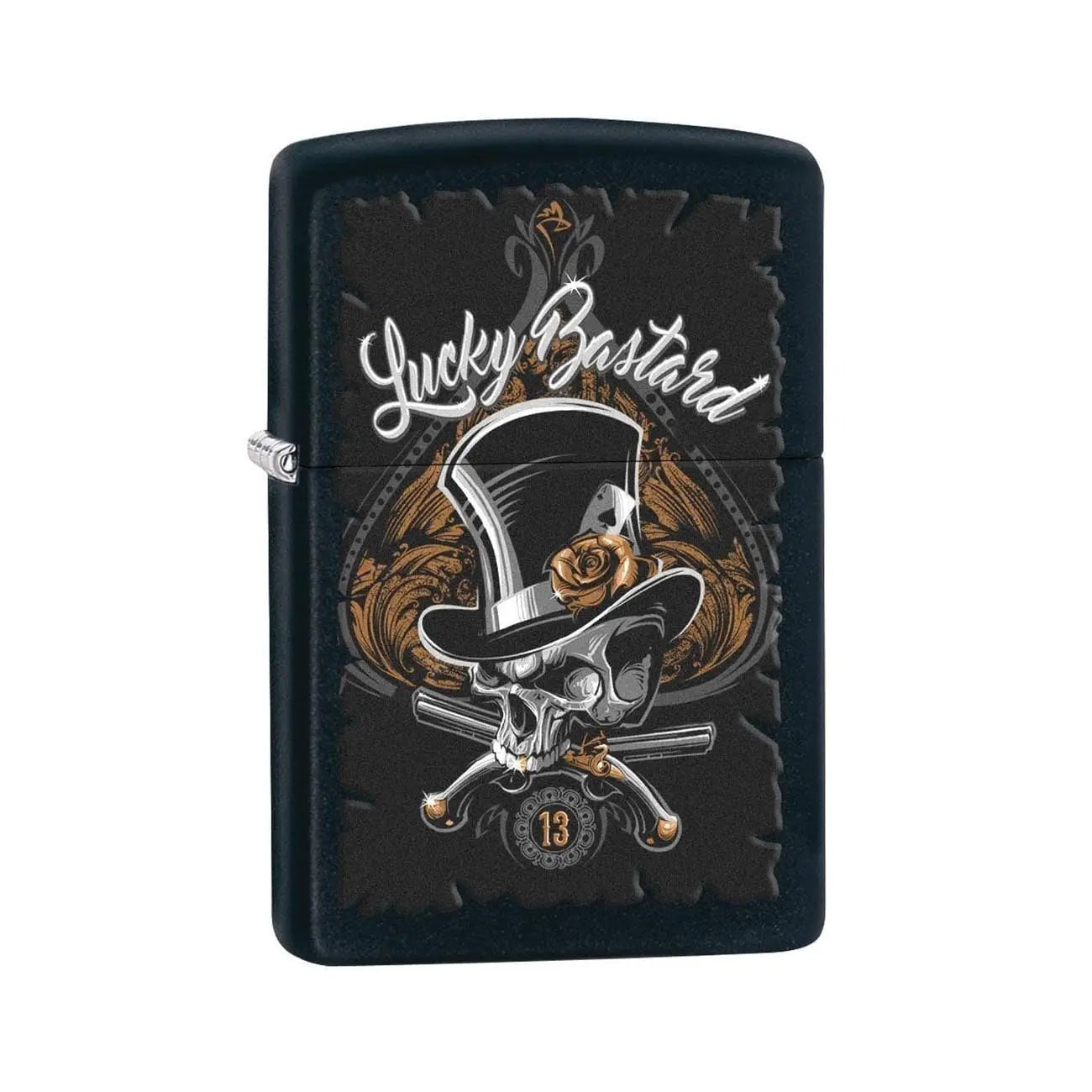 *218skeleton* Zippo 80196 Windproof Lighter Lucky Bastard Skull Black Matte Zippo
