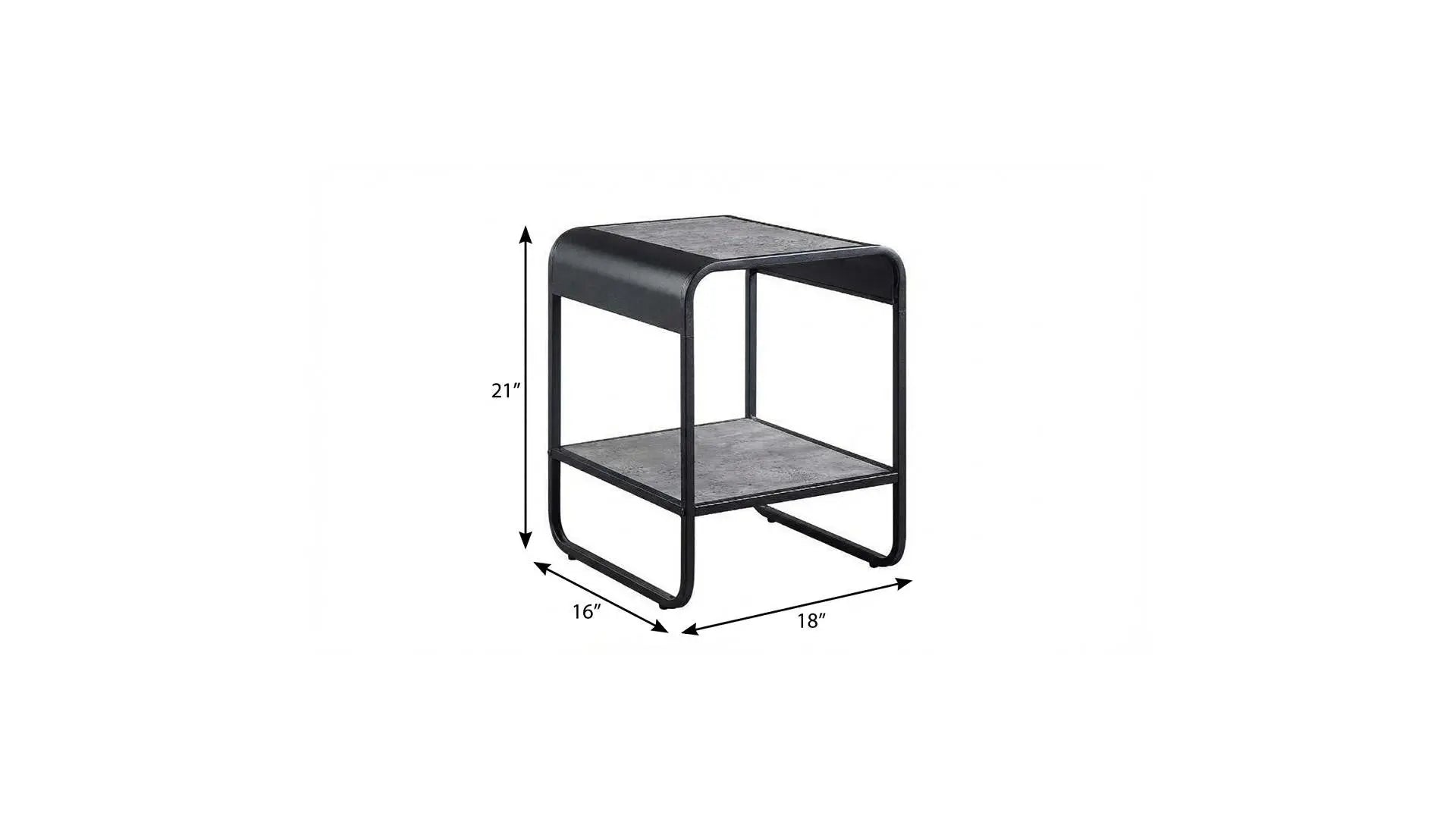 21" Black And Concrete Gray Manufactured Wood And Metal Rectangular End Table With Shelf Homeroots Living Room