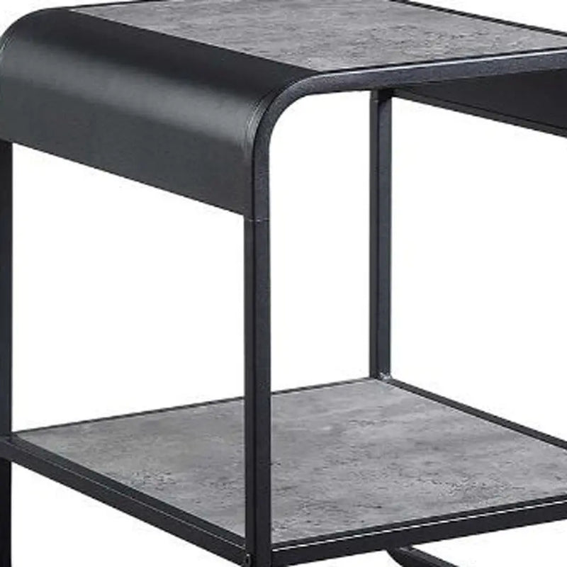 21" Black And Concrete Gray Manufactured Wood And Metal Rectangular End Table With Shelf Homeroots Living Room