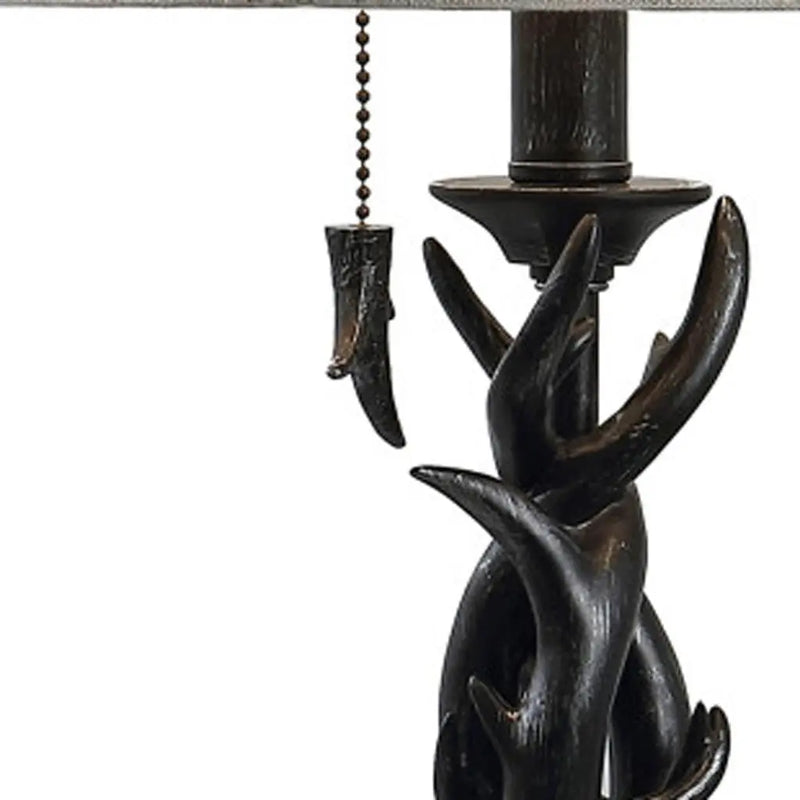21" Black Antlers Table Lamp With Drum Shade Homeroots Lighting