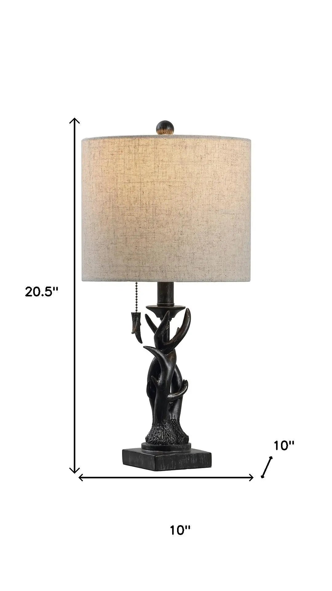 21" Black Antlers Table Lamp With Drum Shade Homeroots Lighting