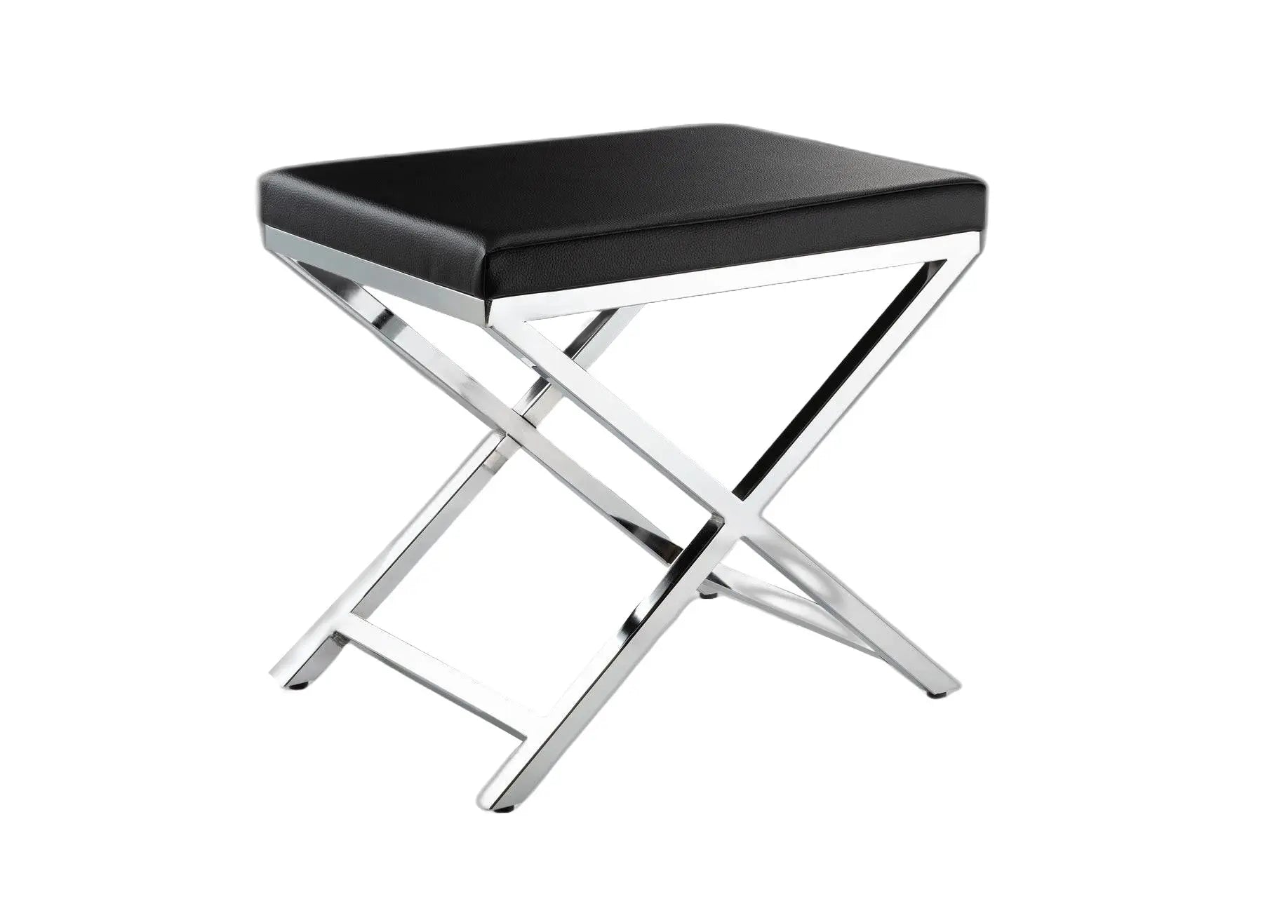 21" Black and Silver Faux Leather Vanity Chair Homeroots Living Room