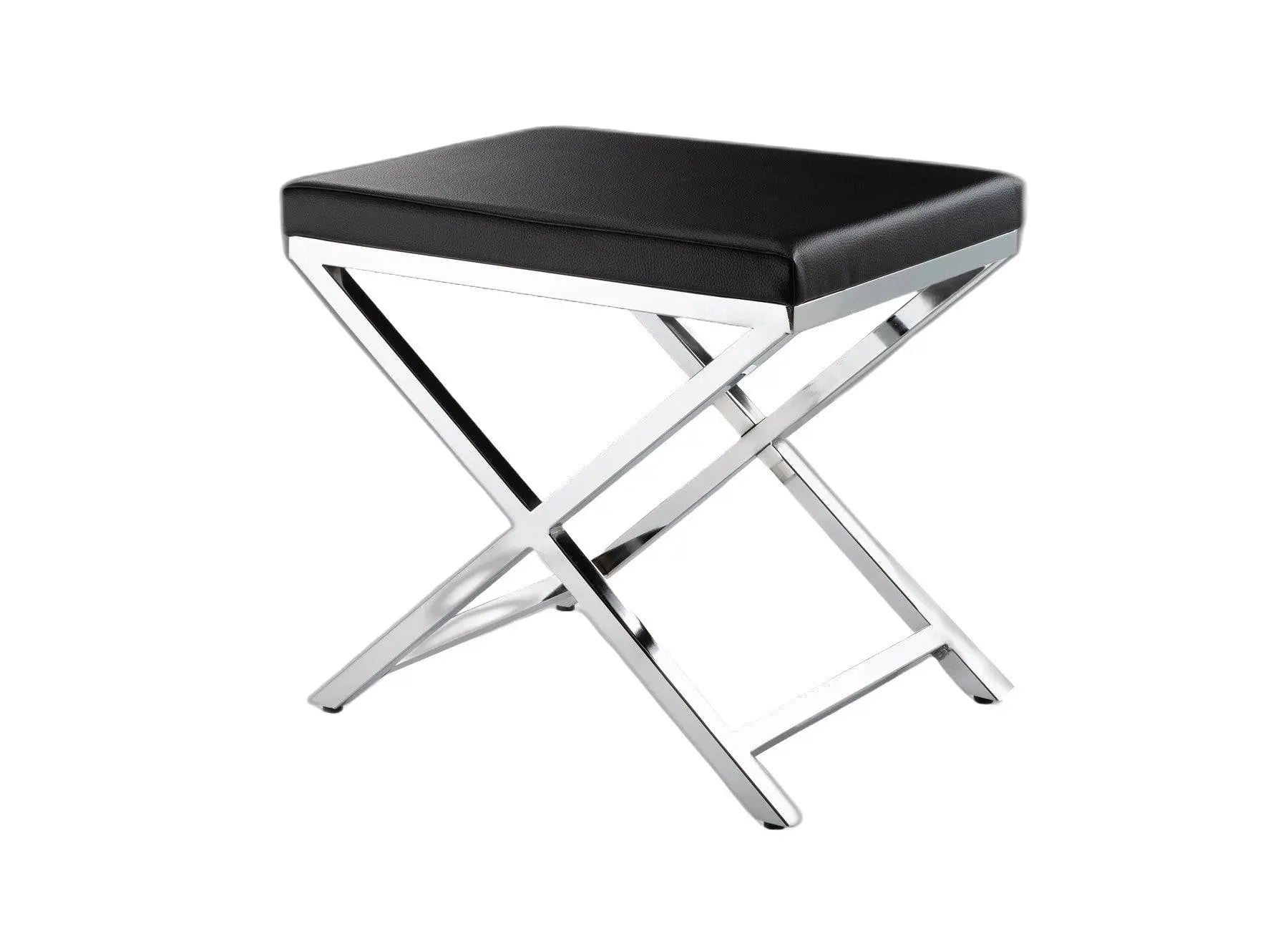 21" Black and Silver Faux Leather Vanity Chair Homeroots Living Room