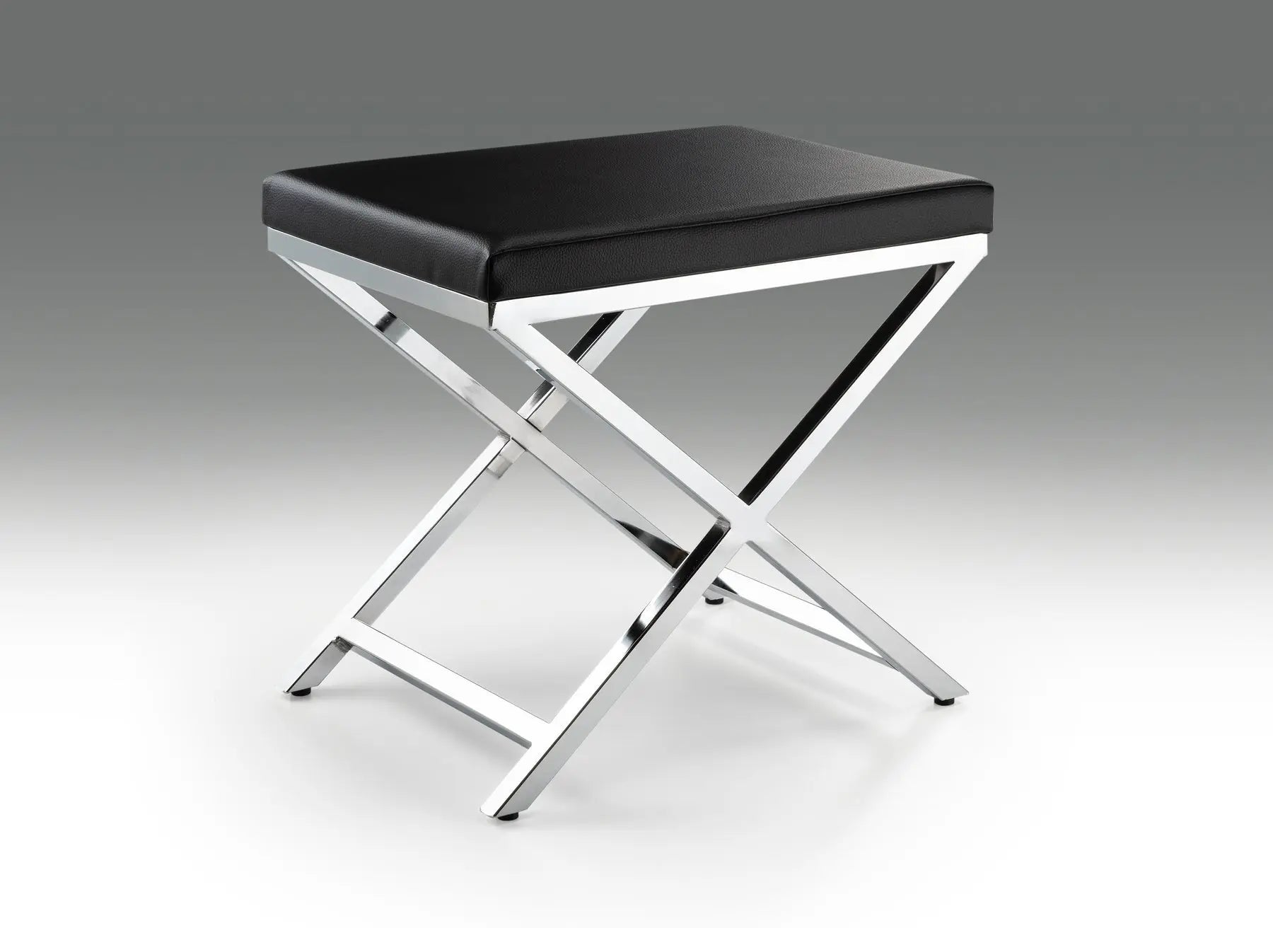 21" Black and Silver Faux Leather Vanity Chair Homeroots Living Room