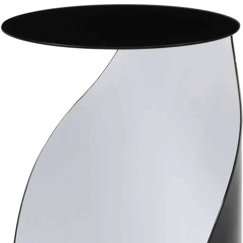 21" Black and White Steel Round Pedestal End Table Homeroots Living Room