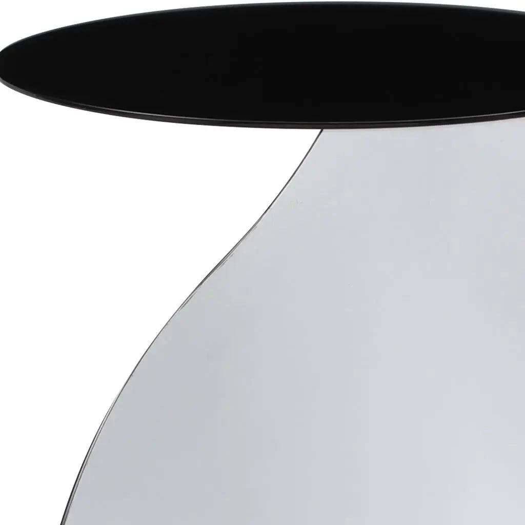 21" Black and White Steel Round Pedestal End Table Homeroots Living Room
