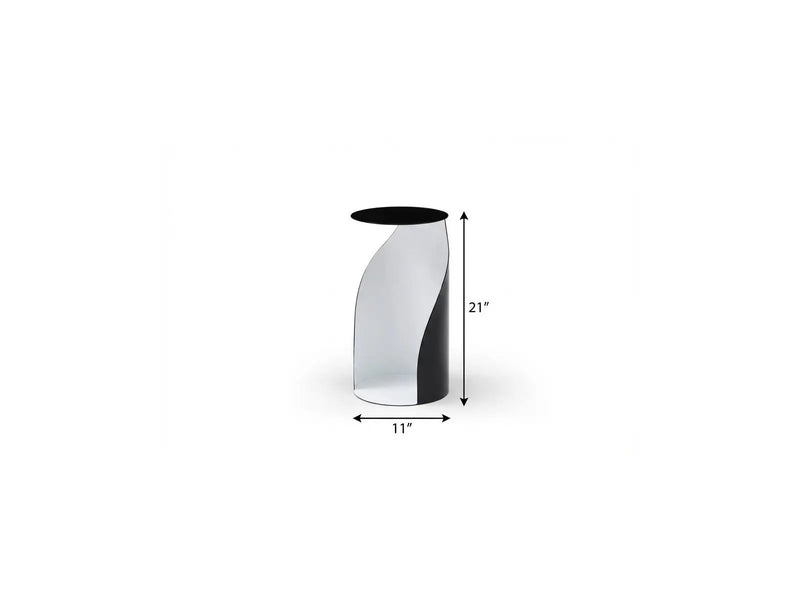 21" Black and White Steel Round Pedestal End Table Homeroots Living Room
