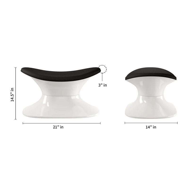 21" Black and White Wool And Fiberglass Contempo Footstool Ottoman Homeroots Living Room