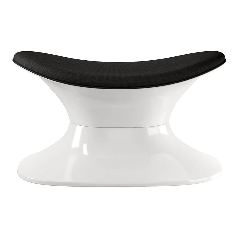 21" Black and White Wool And Fiberglass Contempo Footstool Ottoman Homeroots Living Room