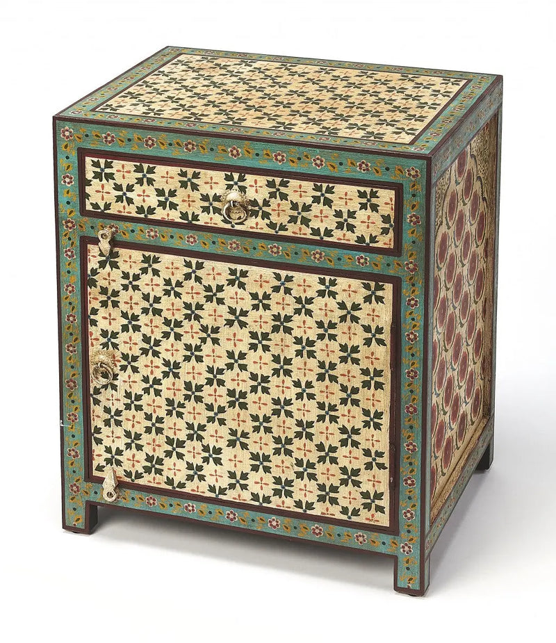 21" Brown And Green And Ivory Standard Accent Cabinet With One Drawer Homeroots Kitchen & Dining