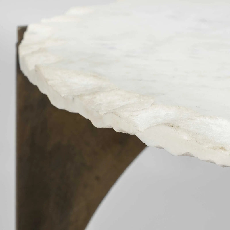 21" Brown And White Marble Round End Table - GreatEagleInc