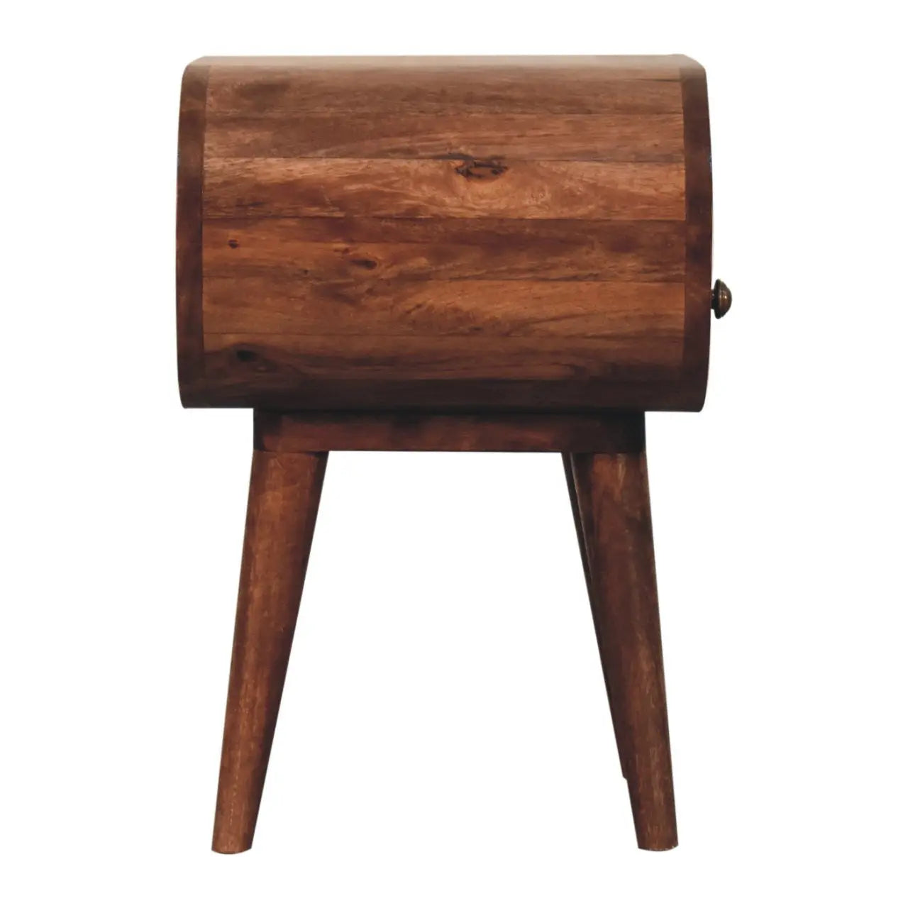 21" Brown Solid Wood Oval One Drawer Nightstand Homeroots Bed & Bath