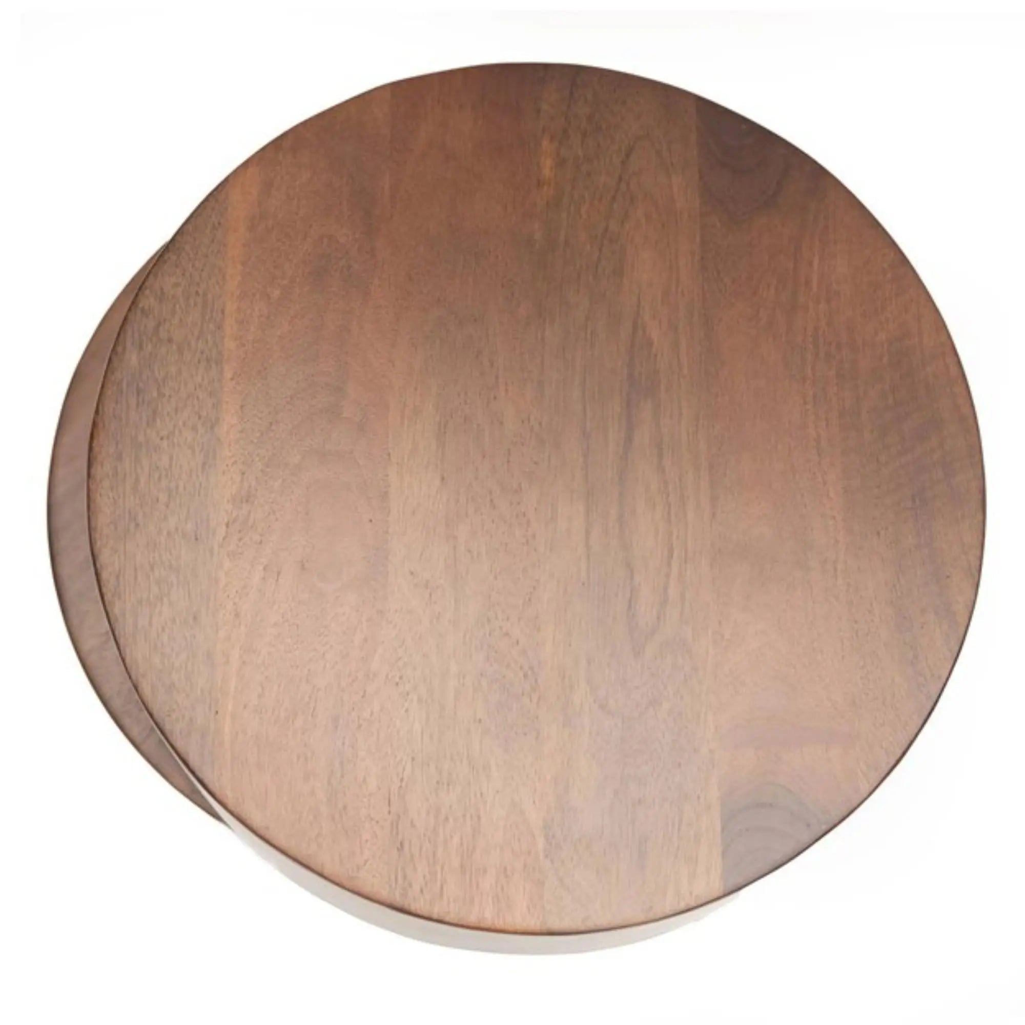 21" Brown Solid Wood Round Drum End Table Homeroots Living Room