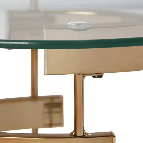 21" Champagne Glass And Iron Round End Table Homeroots Living Room