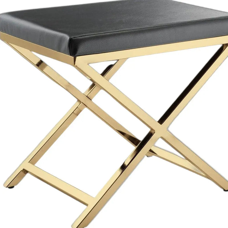 21" Charcoal and Gold Faux Leather Vanity Chair Homeroots Living Room