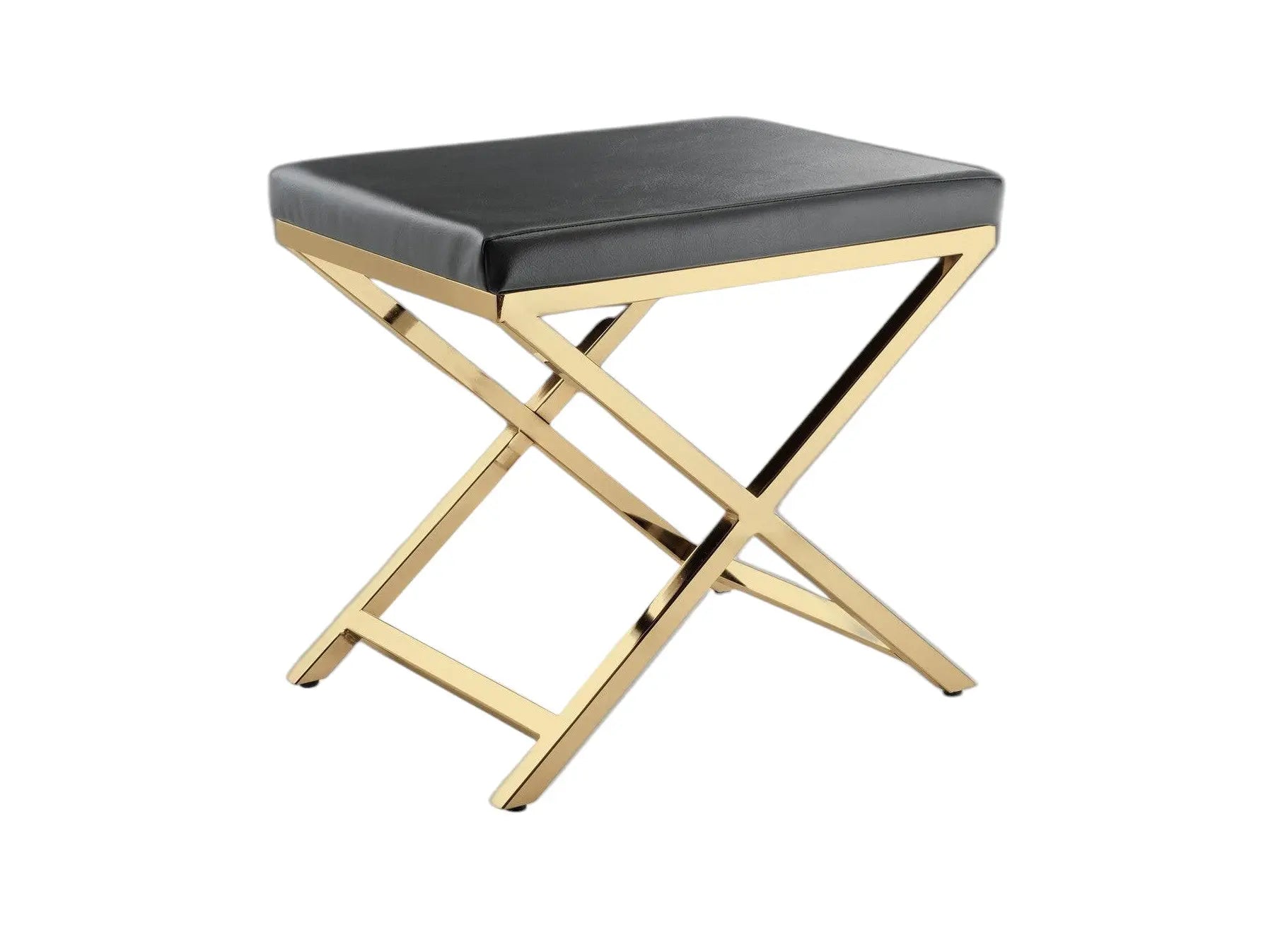 21" Charcoal and Gold Faux Leather Vanity Chair Homeroots Living Room