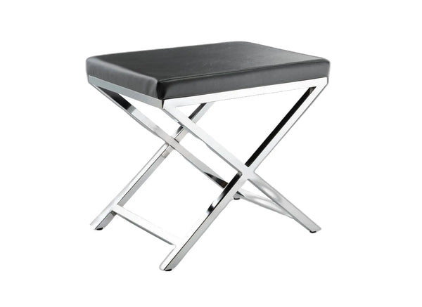 21" Charcoal and Silver Faux Leather Vanity Chair Homeroots Living Room