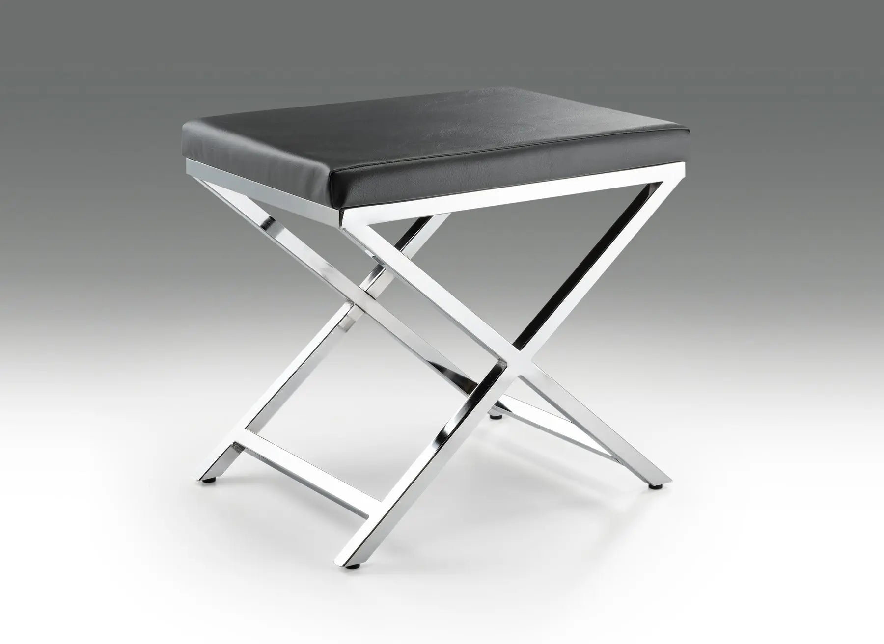 21" Charcoal and Silver Faux Leather Vanity Chair Homeroots Living Room