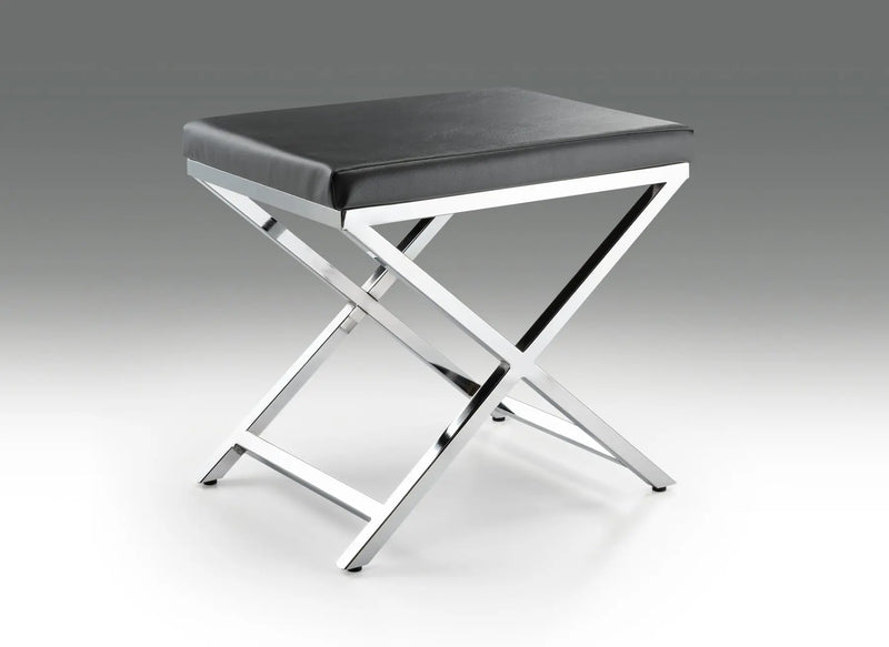 21" Charcoal and Silver Faux Leather Vanity Chair Homeroots Living Room