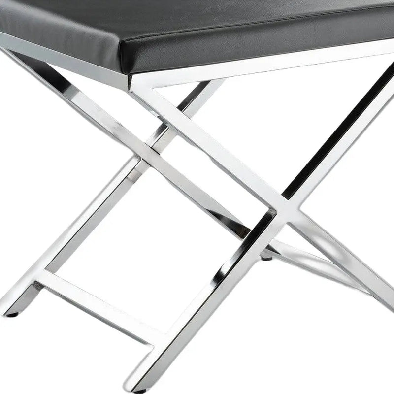 21" Charcoal and Silver Faux Leather Vanity Chair Homeroots Living Room