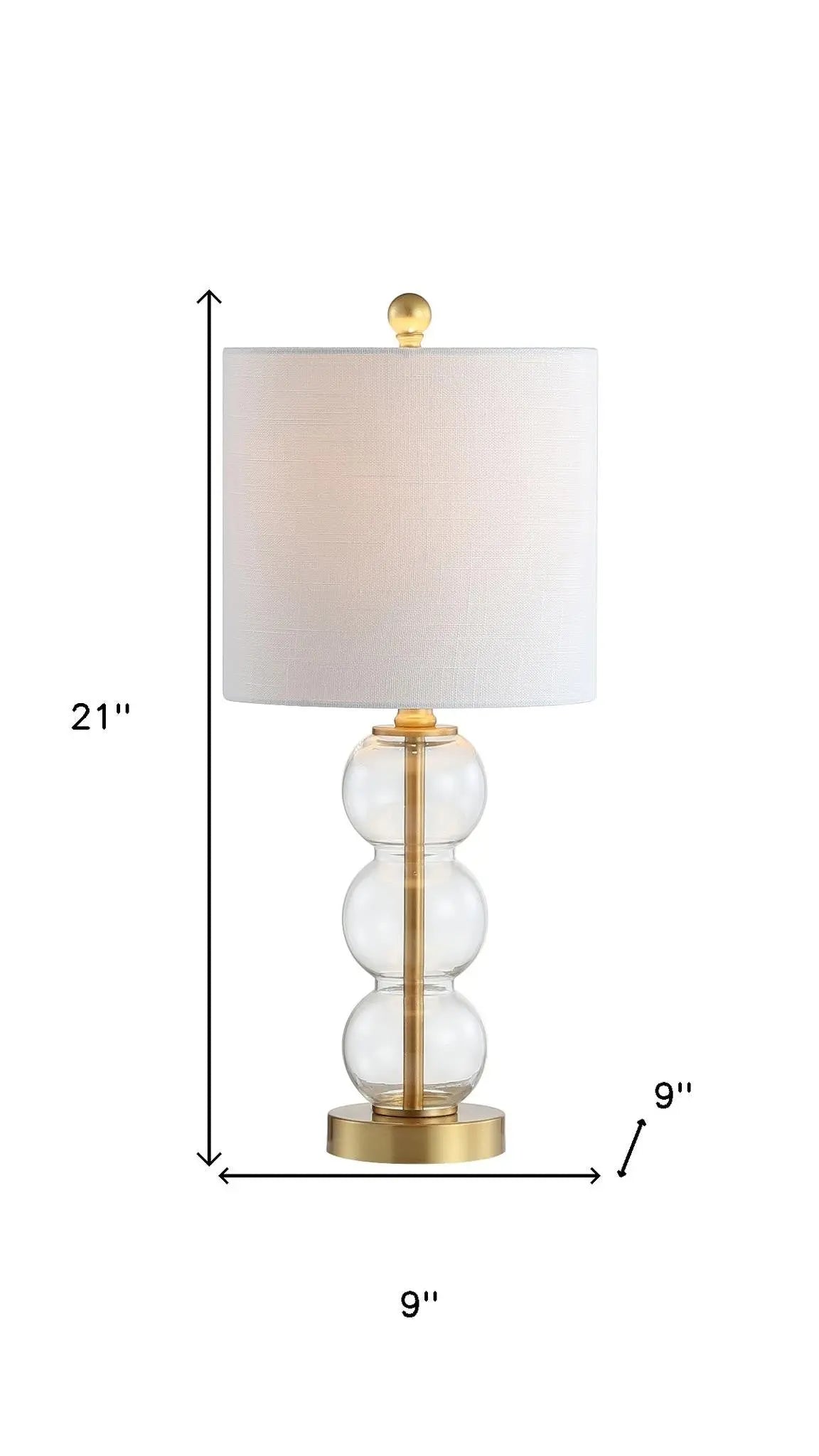 21" Clear And Gold Table Lamp With Drum Shade Homeroots Lighting