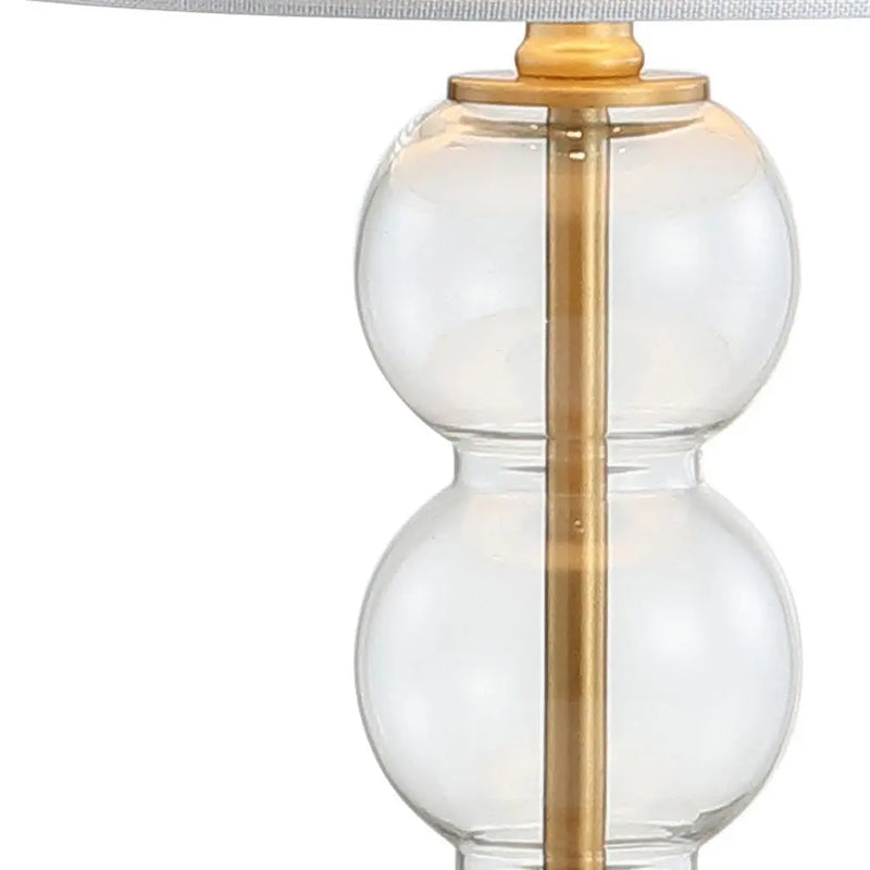 21" Clear And Gold Table Lamp With Drum Shade Homeroots Lighting