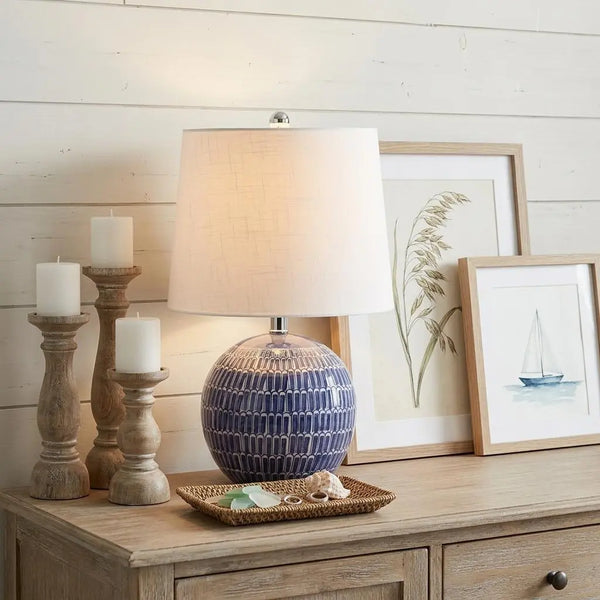 21" Clear Novelty Table Lamp LED With Drum Shade Homeroots Lighting