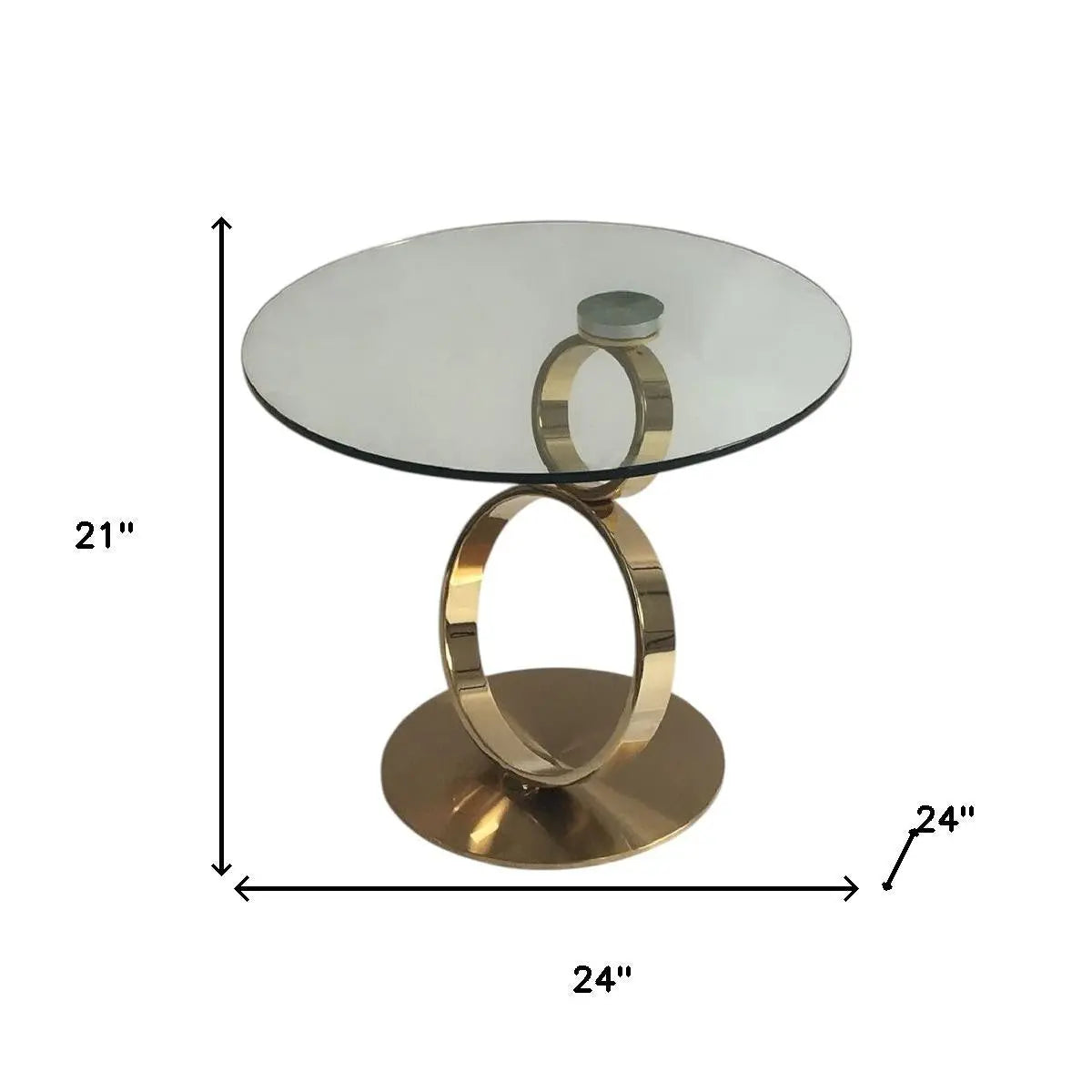 21" Clear and Gold Glass and Metal Round Pedestal End Table Homeroots Living Room