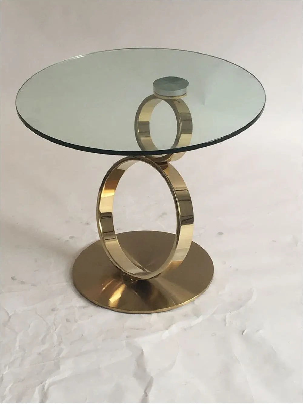 21" Clear and Gold Glass and Metal Round Pedestal End Table Homeroots Living Room