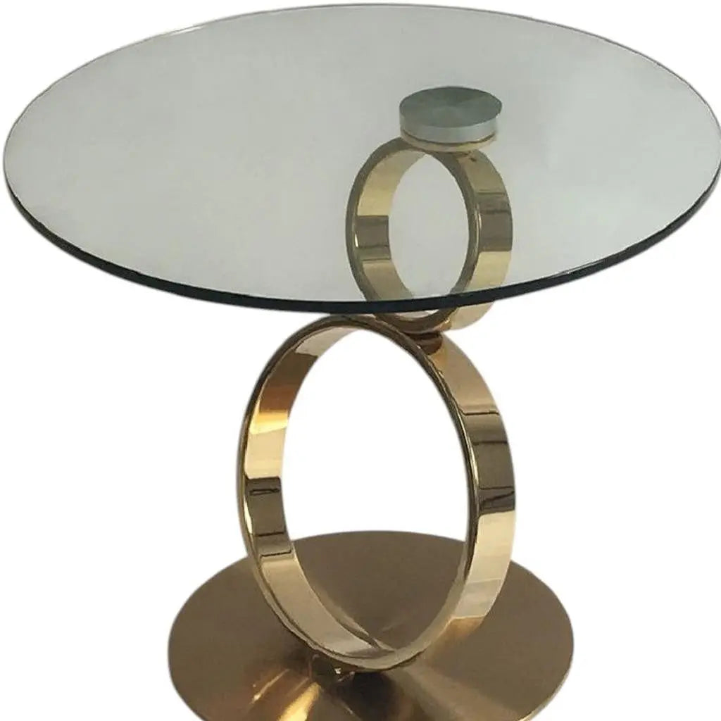21" Clear and Gold Glass and Metal Round Pedestal End Table Homeroots Living Room