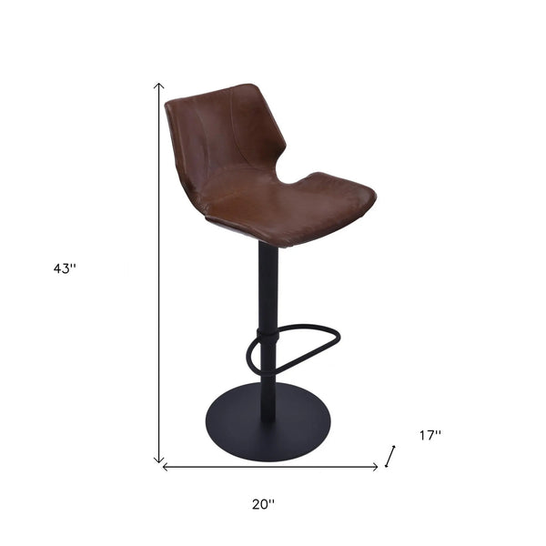21" Coffee And Black Faux Leather And Iron Swivel Low Back Adjustable Height Bar Chair Homeroots Living Room
