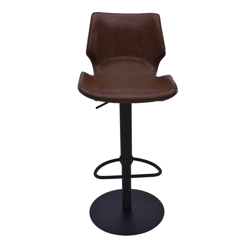 21" Coffee And Black Faux Leather And Iron Swivel Low Back Adjustable Height Bar Chair Homeroots Living Room
