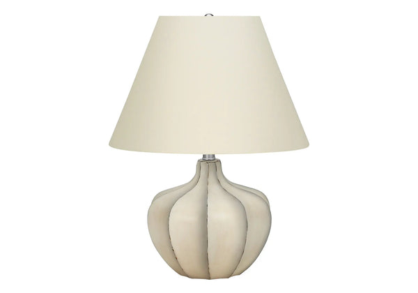 21" Cream Round Table Lamp With Cream Empire Shade Homeroots Lighting