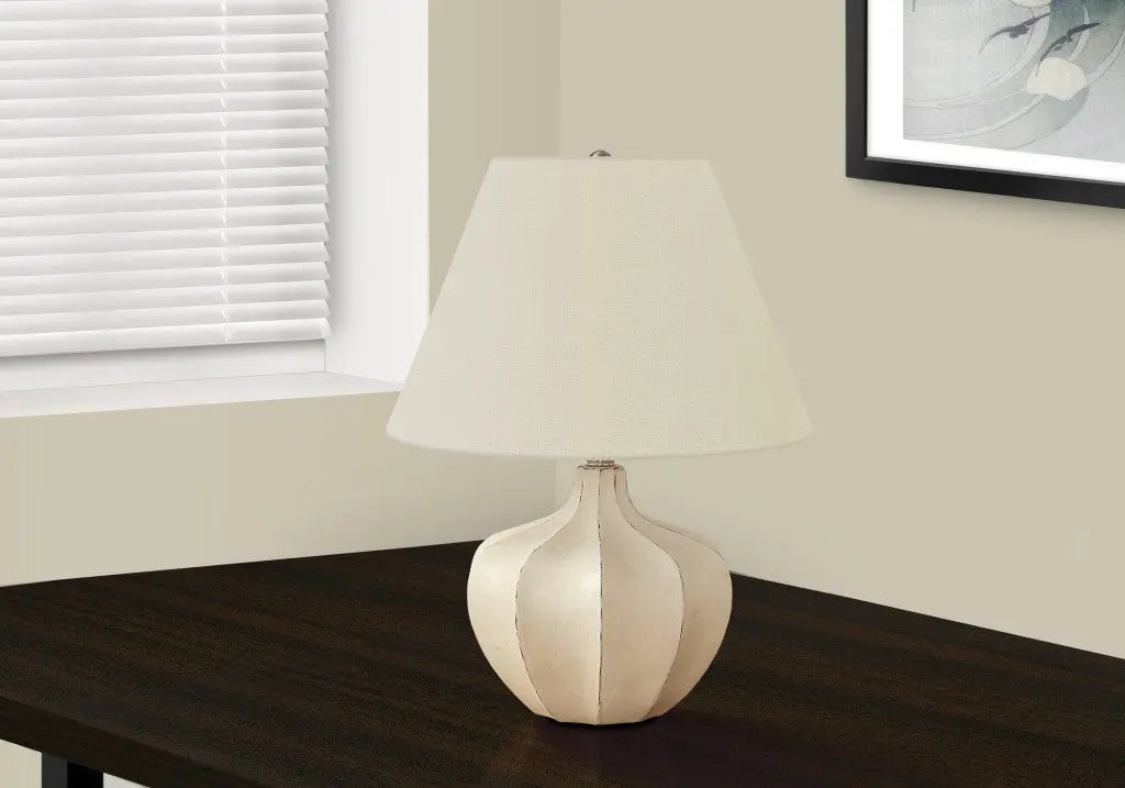 21" Cream Round Table Lamp With Cream Empire Shade Homeroots Lighting