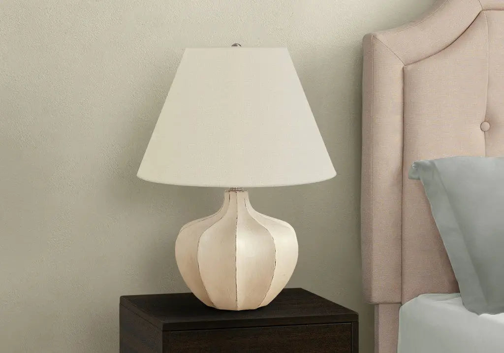 21" Cream Round Table Lamp With Cream Empire Shade Homeroots Lighting