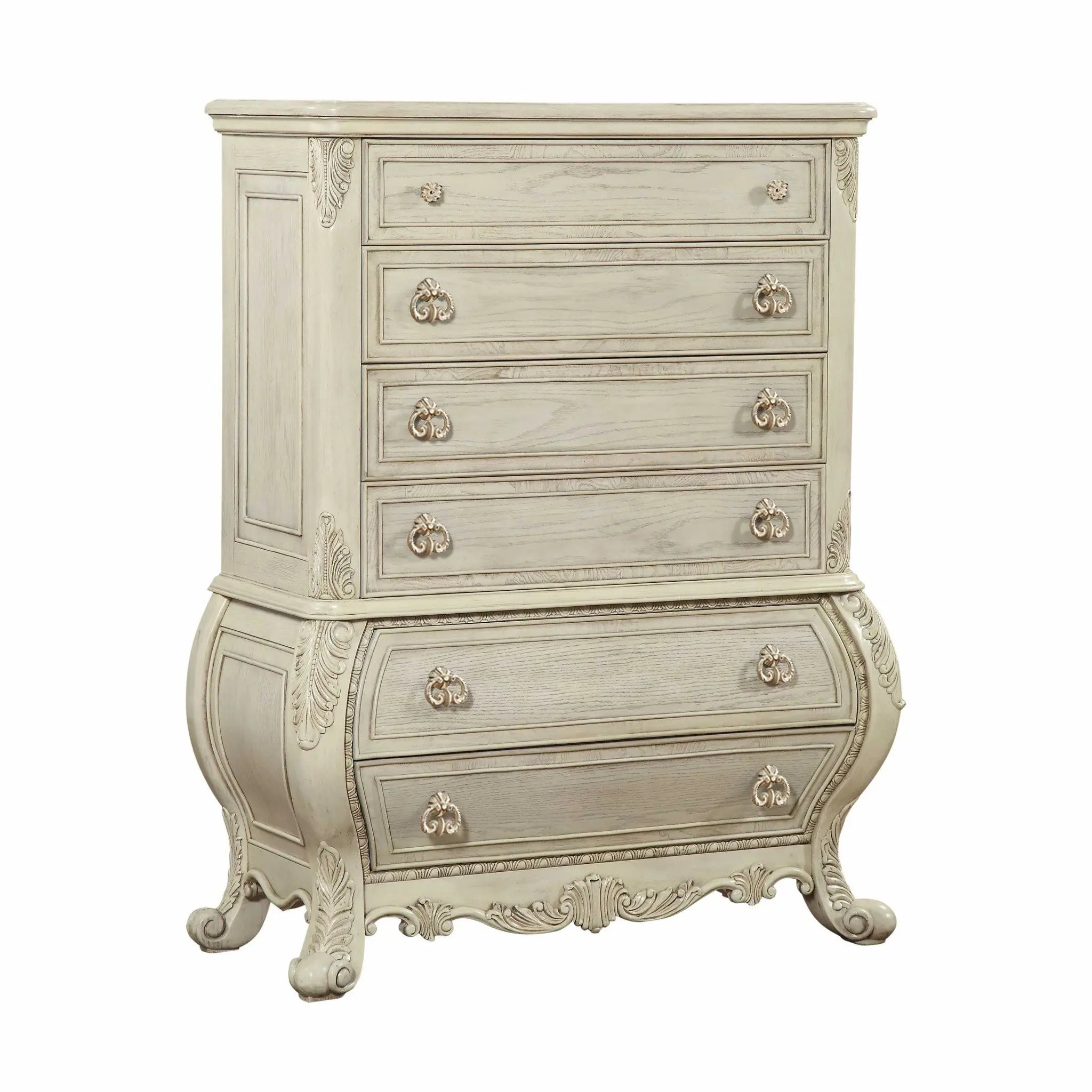 21" Cream Solid Wood Six Drawer Homeroots Bed & Bath