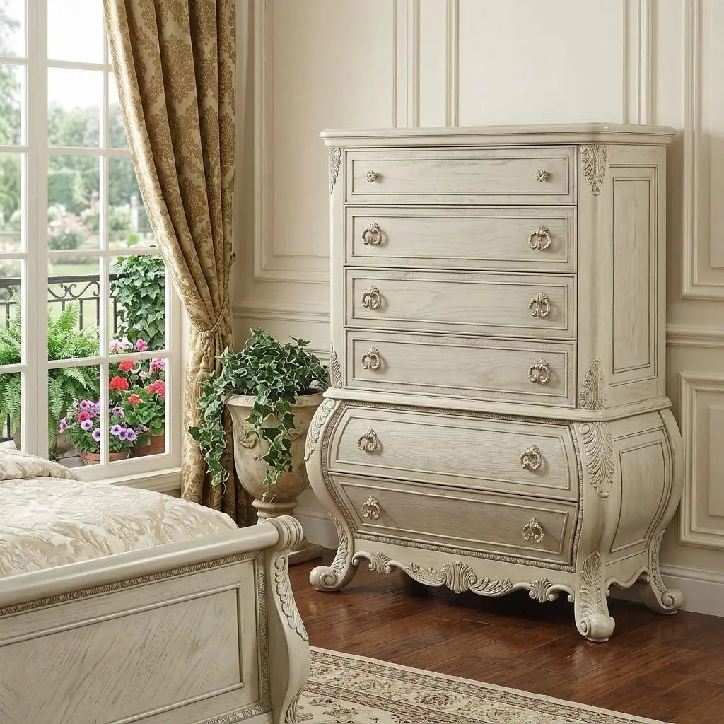 21" Cream Solid Wood Six Drawer Homeroots Bed & Bath