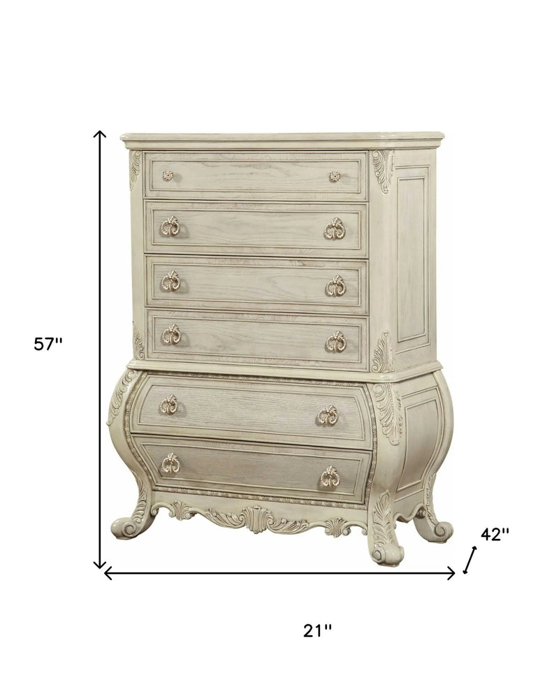 21" Cream Solid Wood Six Drawer Homeroots Bed & Bath