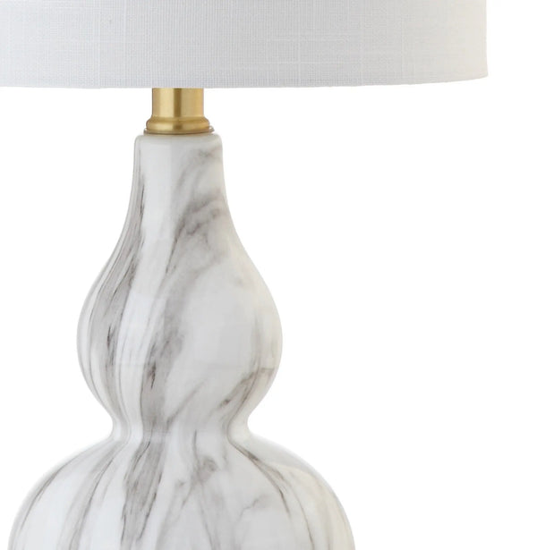 21" Gold Gourd Table Lamp With Drum Shade Homeroots Lighting