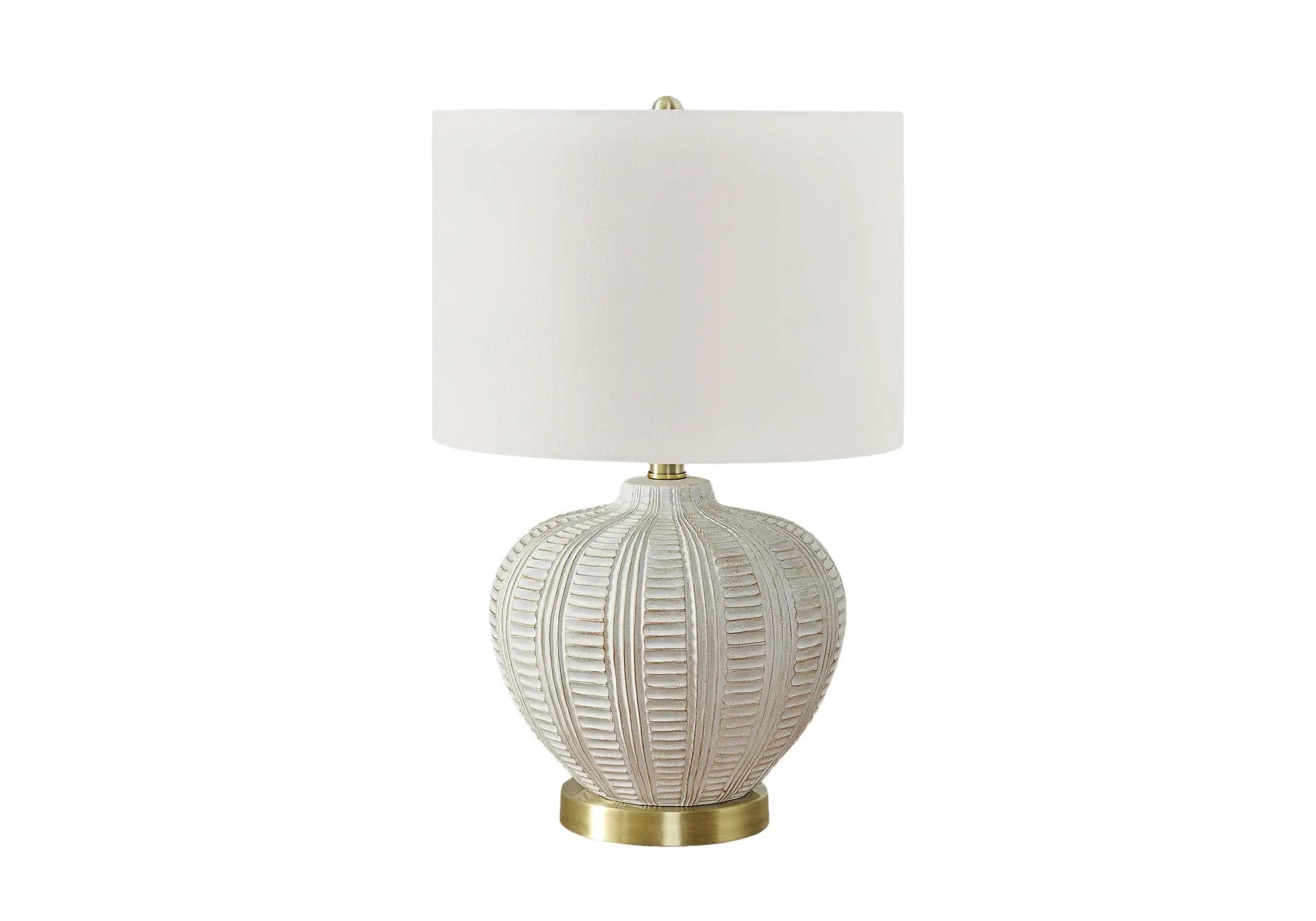 21" Gold and White Urn Table Lamp With Ivory Drum Shade Homeroots Lighting