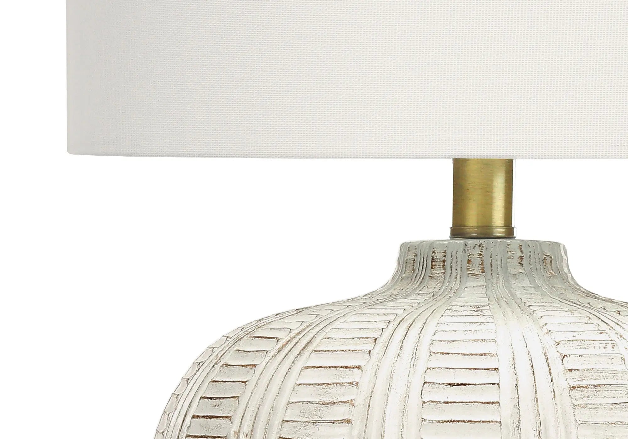 21" Gold and White Urn Table Lamp With Ivory Drum Shade Homeroots Lighting