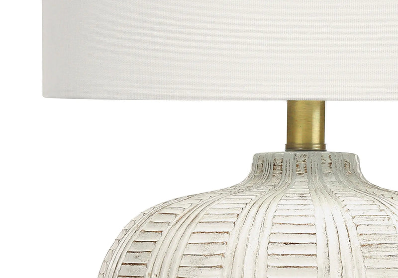 21" Gold and White Urn Table Lamp With Ivory Drum Shade Homeroots Lighting