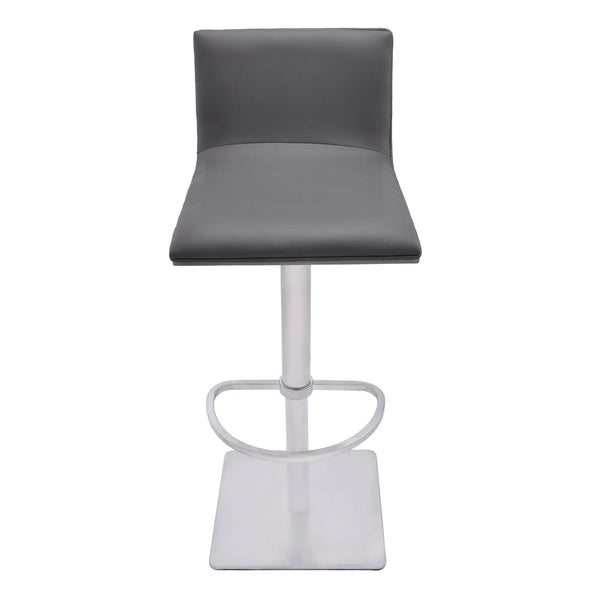 21" Gray And Silver Iron Swivel Backless Adjustable Height Bar Chair - GreatEagleInc
