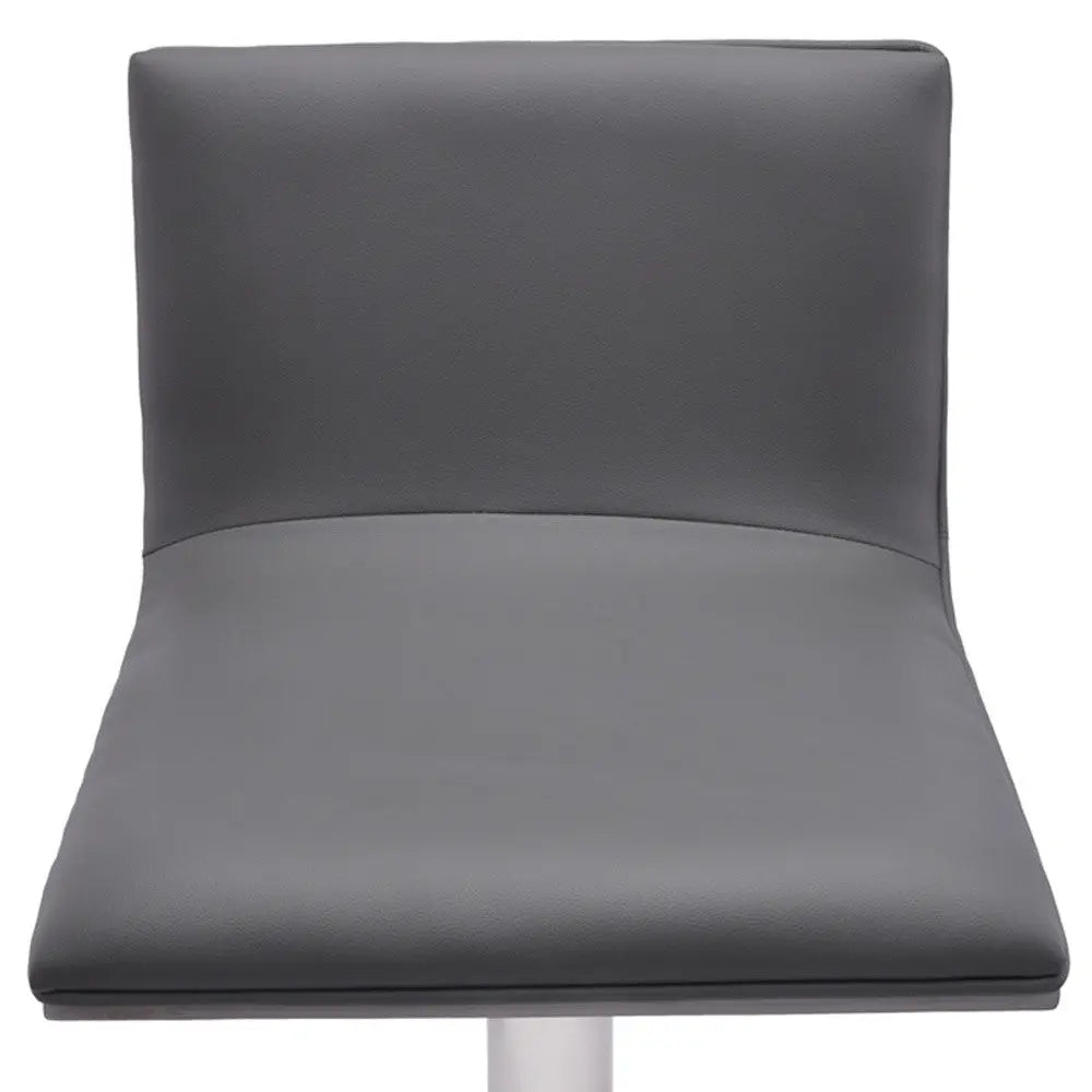 21" Gray And Silver Iron Swivel Backless Adjustable Height Bar Chair - GreatEagleInc